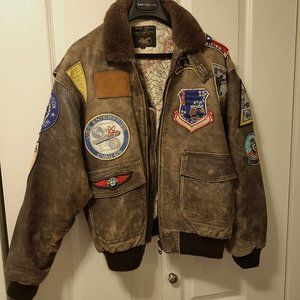 Vintage leather bomber jacket